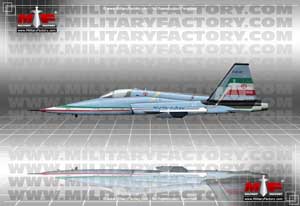 Left side profile illustration view of the HESA Saeqeh fighter; color