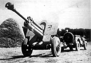 A Soviet 76mm USV field gun in service with German forces, this example noted for its non-Soviet muzzle brake installation
