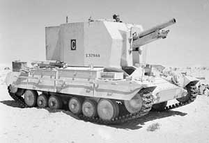 A Bishop self-propelled artillery system in the African desert during World War 2