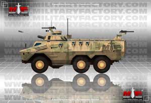 Left side profile illustration view of the Ratel Infantry Fighting Vehicle