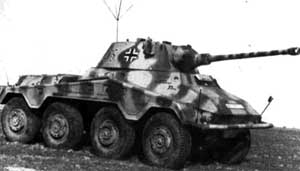 Front right side view of the SdKfz 234 Puma with 50mm armament