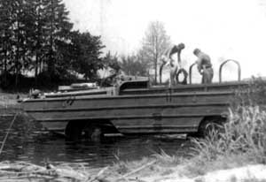 Left side view of a ZiS-485 / BAV-485 traversing a water source