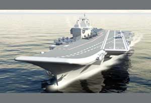 CGI impression of the completed INS Vishal aircraft carrier; Official image released by the Indian Navy.