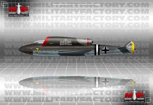 Left side profile illustration of the Arado Ar TEW 16/43-15 jet-powered fighter; color