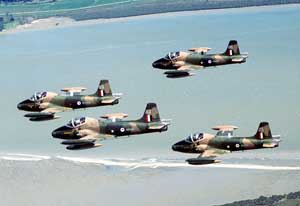 A flight of New Zealand Air Force BAC Strikemasters