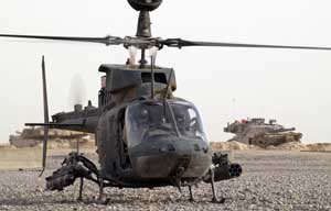 Front right side view of a Bell OH-58D Kiowa Warrior helicopter