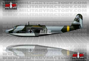 Left side profile illustration view of the Blohm and Voss Bv 222 Wiking flying boat; color