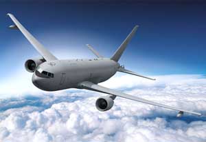 An artist impression of the finalized Boeing KC-46 aerial refueling tanker; USAF picture
