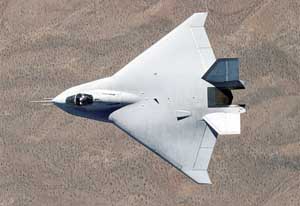 Top down view of the Boeing X-32 in flight
