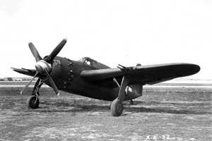 Front left side view of the Brewster XA-32A at rest; note cannon armament in wings