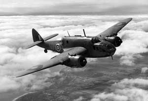 Angled right side view of a Bristol Beaufort in flight