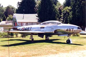 Front right side view of the Canadair CT-133 Silver Star trainer aircraft; public domain photo via Wikipedia.com user Ahunt