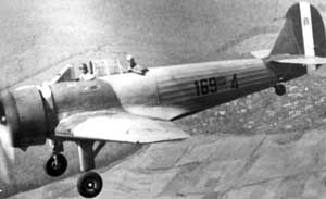 Left view of a flying Caproni AP.1 fighter-bomber