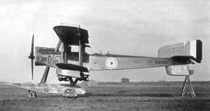 Left side profile view of a Fairey Campania biplane