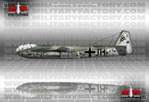 Left side color profile illustration view of the Heinkel He 343 Strahlbomber