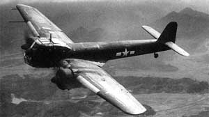 Nice high-angled left side view of a Kyushu Q1W1 Tokai bomber in flight; note American decals