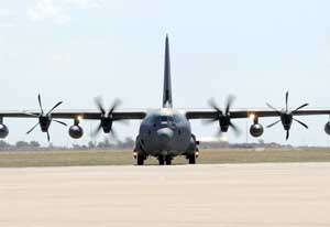 Front view of an MC-130J Commando II; Image courtesy of the USAF.