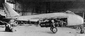 Right side view of the Messerschmitt Me P.1101 V1 prototype with engine in place