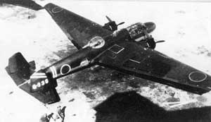 High-angled rear right side view of the Mitsubishi G3M bomber