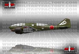 Left side profile illustration view of the Mitsubishi Ki-46-III Dinah fighter; color