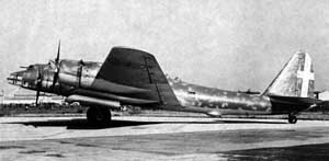 Left side view of the Piaggio P.108 heavy bomber at rest