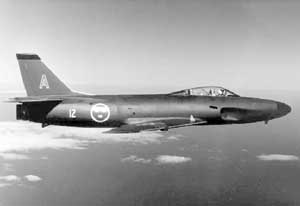Right view of the Saab 32 Lansen in flight