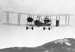 Rear left side view of a Vickers Vimy in flight