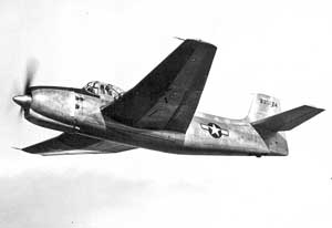 Image of the sole Vultee XA-41 dive bomber in flight.