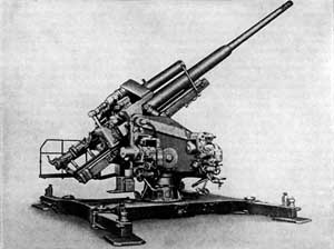 View of the 12.8cm FlaK 40 anti-aircraft artillery system