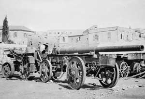 A 15cm Kanone 16 gun in its travel mode with tractor mover.