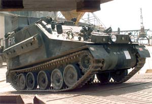 A British Army FV105 Sultan on-the-move; Image from the United States Department of Defense imagery database.