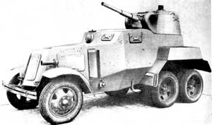 Front left side view of the BA-10 armored car; Public Domain.