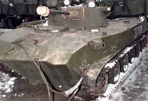 Front left side view of the BMD-2 IFV; note hatch arrangement with vision blocks