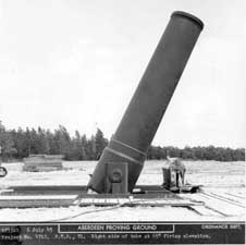 Right side view of the Little David firing tube, elevated at a 65-degree elevation