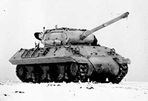 Front right side view of the M36 Jackson tank destroyer during the Battle of the Bulge