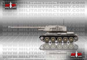 Left side color profile illustration view of the T-34/100 tank destroyer