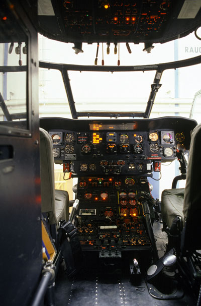 Cockpit image of the Aerospatiale SA 330H Puma