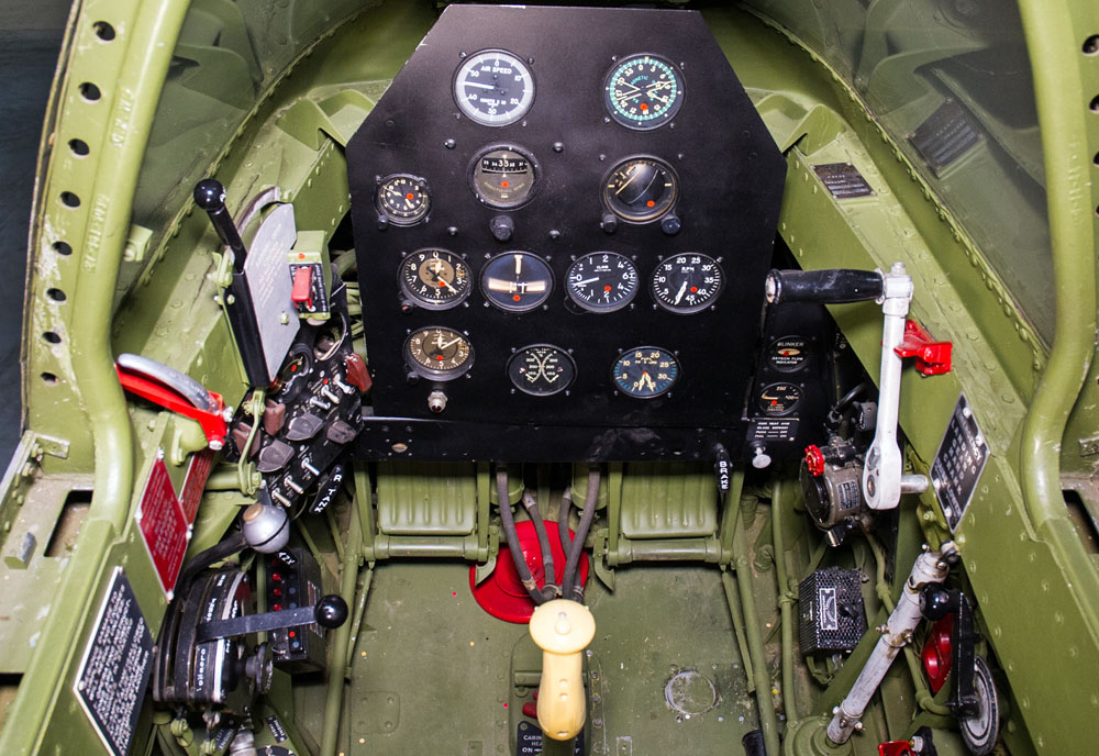 Cockpit image of the Bell P-59 Airacomet