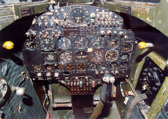Cockpit image of the Bell X-1