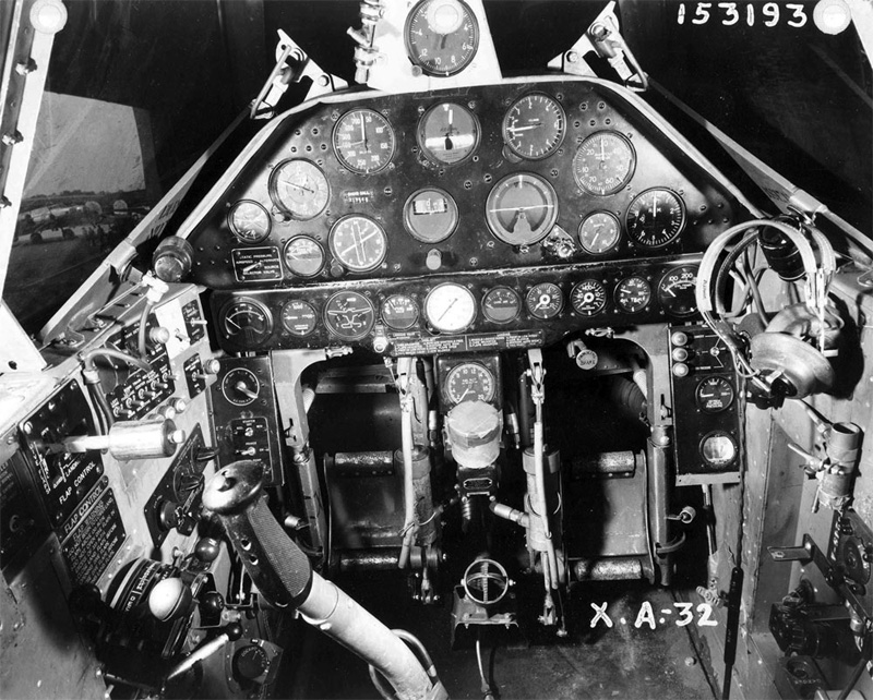 Cockpit image of the Brewster XA-32