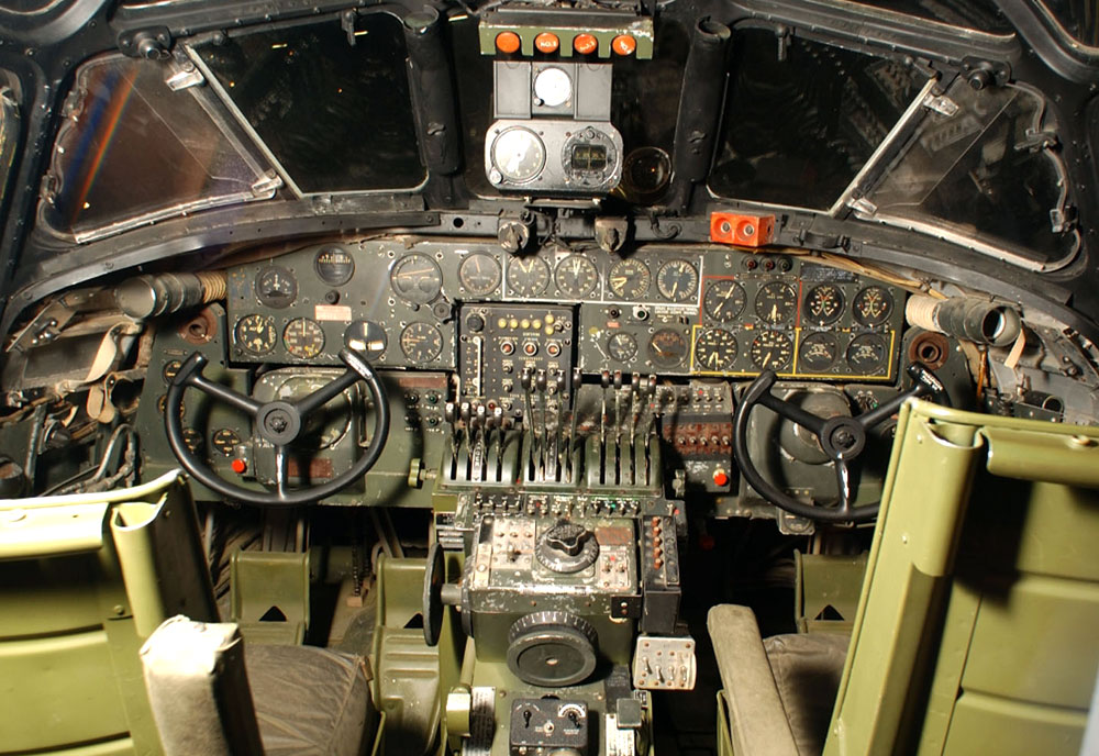 Cockpit image of the Consolidated B-24J Liberator