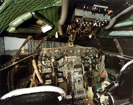 Cockpit image of the Curtiss-Wright C-46 Commando