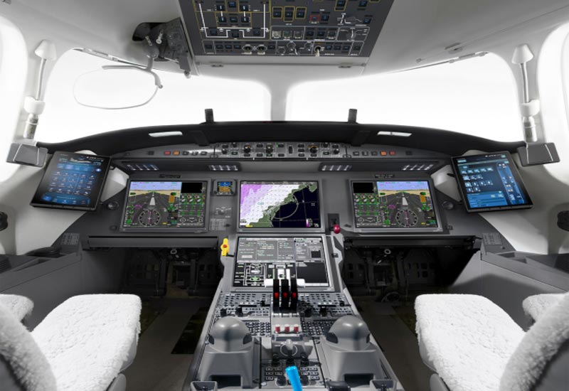 Cockpit image of the Dassault Falcon 7X
