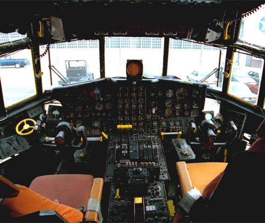 Cockpit image of the Lockheed AC-130H Spectre