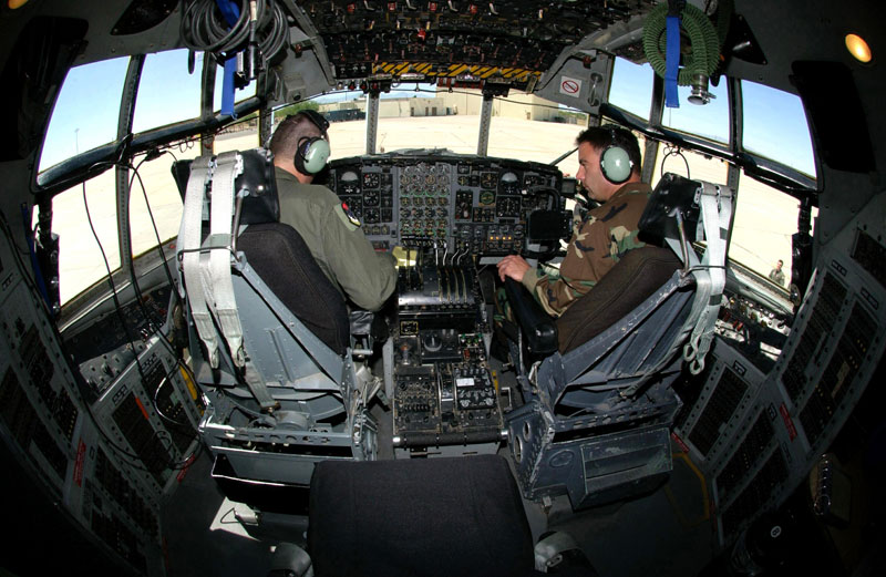 Cockpit image of the Lockheed EC-130H Compass Call