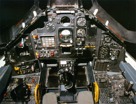 Cockpit image of the Lockheed F-117 Nighthawk