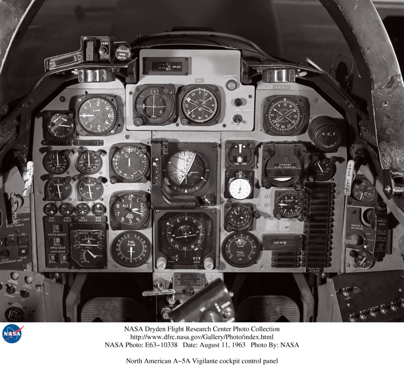 Cockpit image of the North American A-5A Vigilante