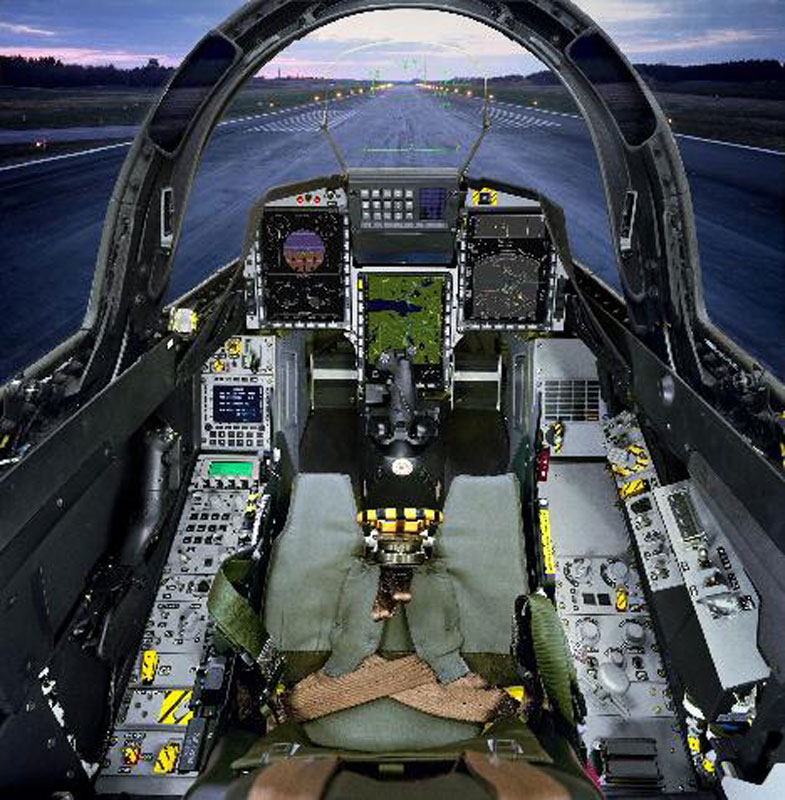 Cockpit image of the Saab JAS 39C Gripen (Griffin)