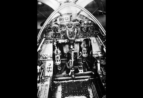 Cockpit picture of the Dornier Do 335 Pfeil (Arrow)