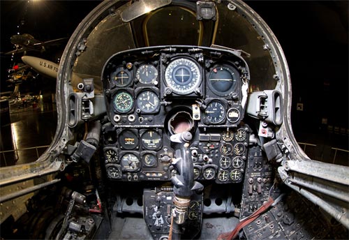 Cockpit picture of the Northrop F-89 Scorpion